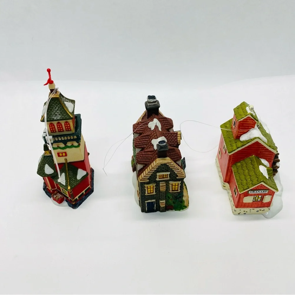 Department 56 Christmas Village Lot of 3 Ornament Dedlock Arms Santa Tower Barn